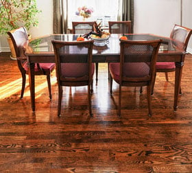 delmhorst dining room with wood floor