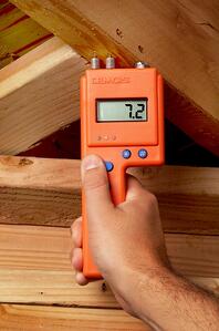 Pin-type moisture meters are handy for measuring moisture in a variety of building materials.