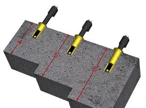 In situ probes, shown here, can penetrate concrete at several depths.