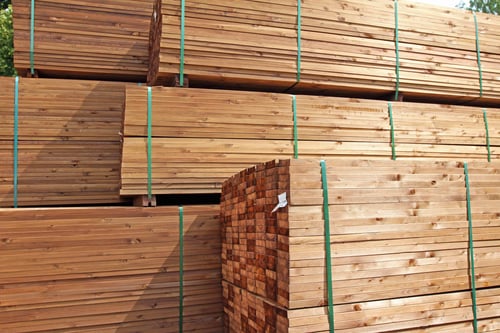 Stacks of cut lumber