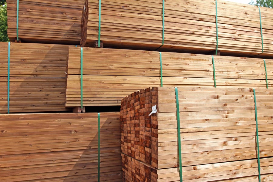 Stacks of cut lumber