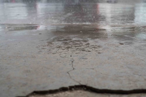 Wet concrete surface