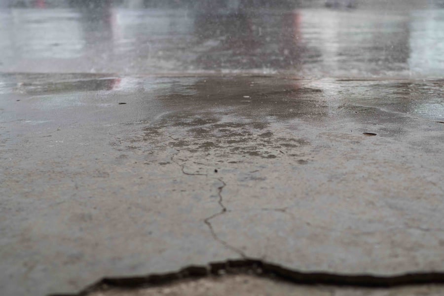 Wet concrete surface